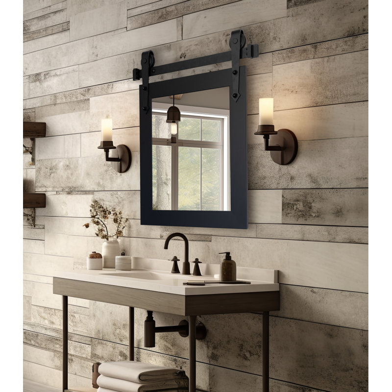 Miroir d'appoint Rayne, 20 po x 20 po, Noir