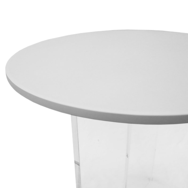 Table basse ronde en bois aggloméré Ballyclug, H 19,6 po x L 19,6 po x l 19,6 po, Blanc
