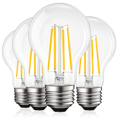 Luxrite Vintage A19 LED Light Bulbs 12W=100W 1600 Lumens 3500K Dimmable 4 Pack
