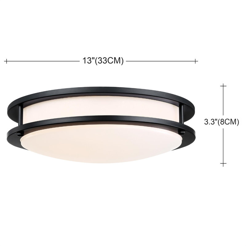 Hanz Selectable LED 2700K, 3000K,3500K, 4000K, 5000K Flush Mount Ceiling Light, 3.5" H x 12.99" W x 12.99" D, Matte Black
