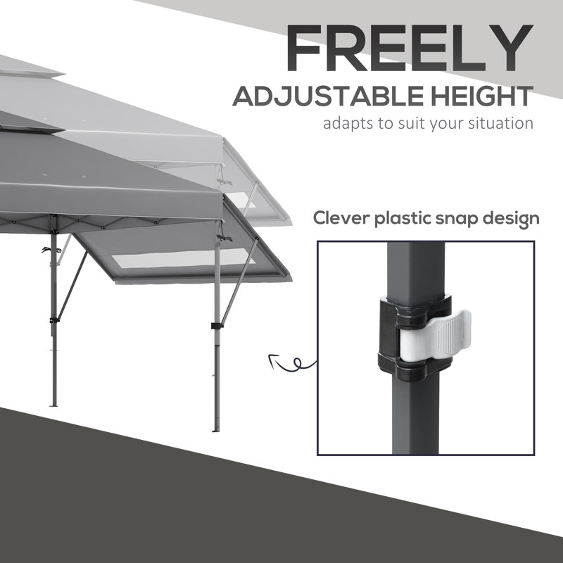 Outsunny 3 x 3(m) Pop Up Gazebo with Extend Dual Awnings, 1 Person Easy up Marquee Party Tent, Grey
