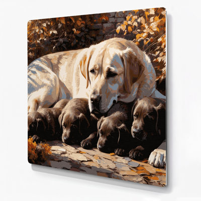 «Dogs Labrador Retriever», art mural en métal noir