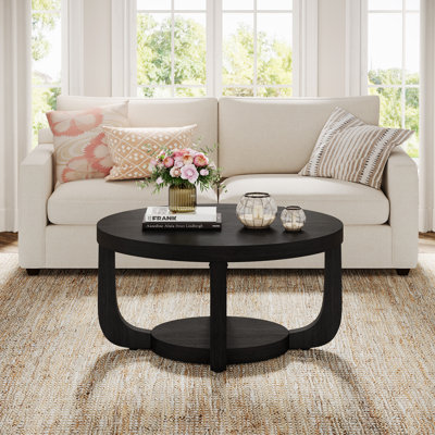 Rustic 2 Tier 31 inch Round Coffee Table  Centre Table For Living Room