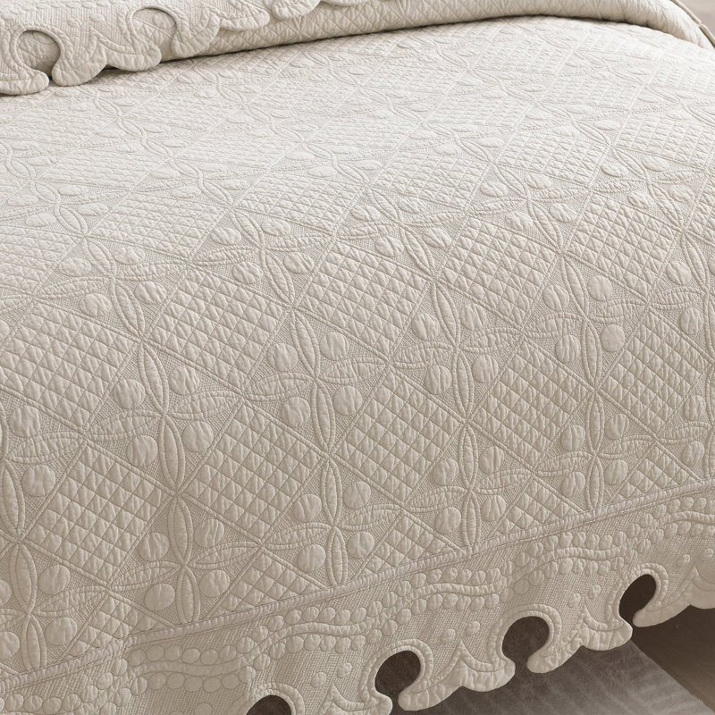 Twquilt Cotton Twill Coverlet, Queen Coverlet + 2 Queen Shams, Yellow