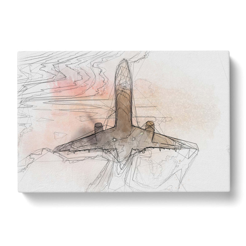 Airplane Lost In The Sky In Abstract - Wrapped Canvas Print, 60cm H x 91cm W x 3cm D
