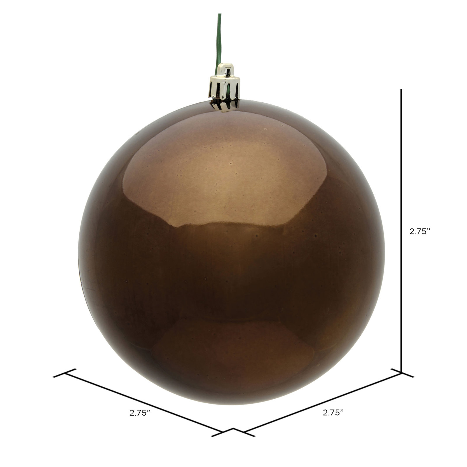 The Holiday Aisle® 4" Shatterproof Bauble, 2.75" H x 2.75" W x 2.75" D, Chocolate Shiny