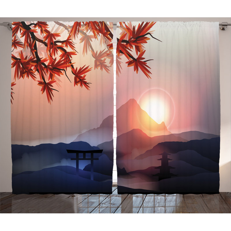 Asian Semi-Sheer Rod Pocket Curtain Panels, 54" x 90"