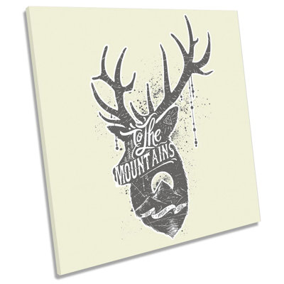 X9199 Stag Deer to the Mountains 1 Piece Wrapped Canvas Wall Art