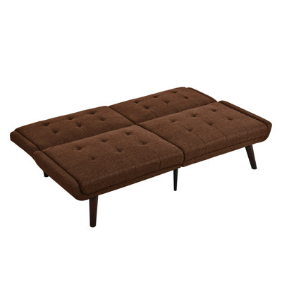 Convertible Futon Sofa Bed, 63" Sleeper Couch with 5-Position Adjustable Backrest, Modern Loveseat for Small Spaces, Guest Bed & Living Room