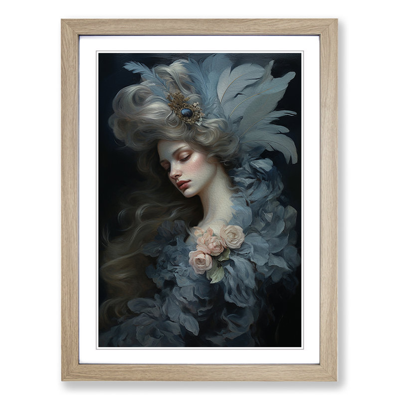 Feather Rococo - Framed Print, Oak, 46cm H x 34cm W x 2cm D