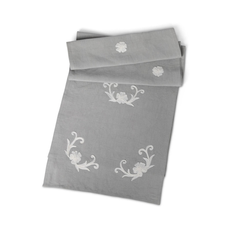 Cosette Floral Embroidered Linen Table Runner