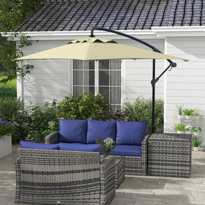 Outsunny 3x2m Cantilever Parasol with Cross Base Crank Handle