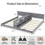 Base de lit convertible pour lit simple à très grand lit avec bibliothèque, lits de plancher à profil bas avec éclairage et station de charge-1885820717