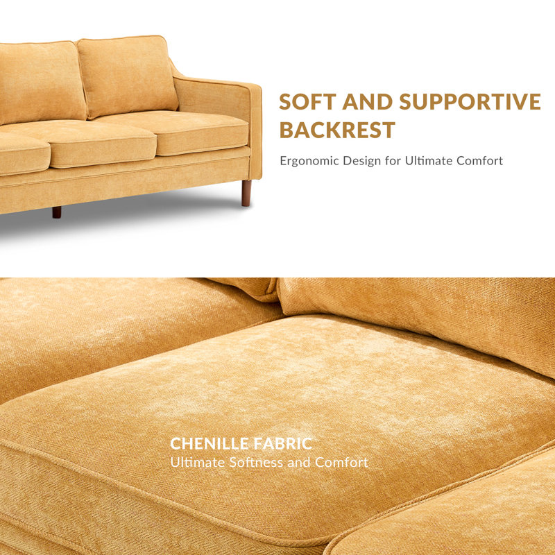 Azriah Upholstered 80.31'' Sofa, Yellow Performance Chenille