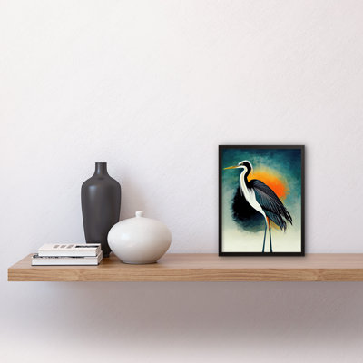 Heron Monochrome Bird Portrait - Single Picture Frame Print