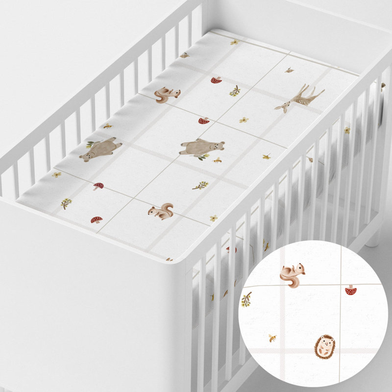 Hellmuth Animals 100% Cotton - Piece Standard Cot Fitted Sheet, 60cm W x 120cm L