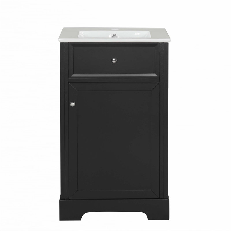 Meuble-lavabo de 20 po avec lavabo, Noir