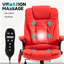 Chaise d'ordinateur inclinable chauffante avec 6 points de vibration, fauteuil de bureau de massage, accoudoirs et télécommande