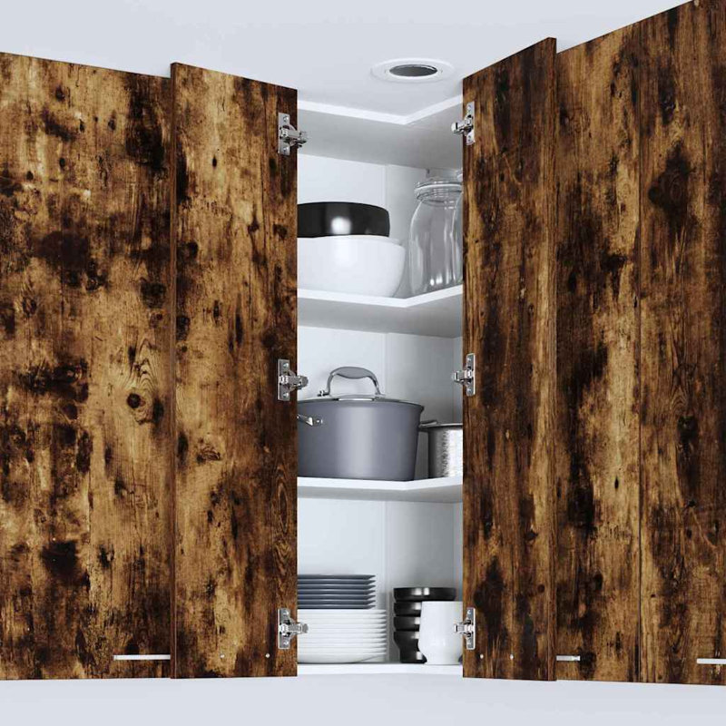 Vidaxl Hanging Cabinet Riga Artisan Oak And White 57 X 57 X 100 Cm, Smoked Oak/White