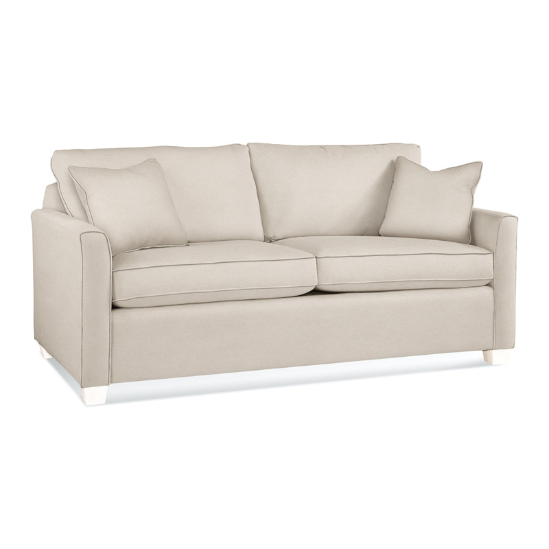 Charleston 77" Sleeper Sofa, Frost White, Denim Striped Cotton Blend, Gel Memory Foam
