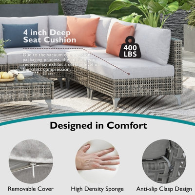 Ensemble de mobilier de patio en osier 7 pièces