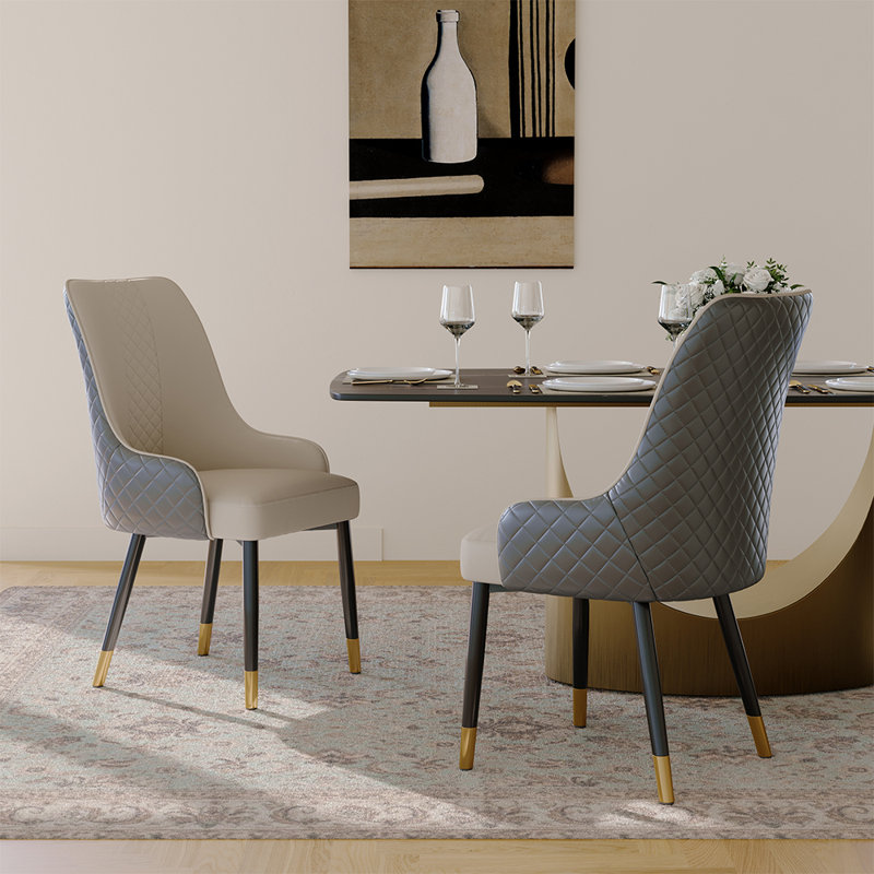 Chaise de salle à manger Silva Modern, Ensemble de 6, Beige/gris