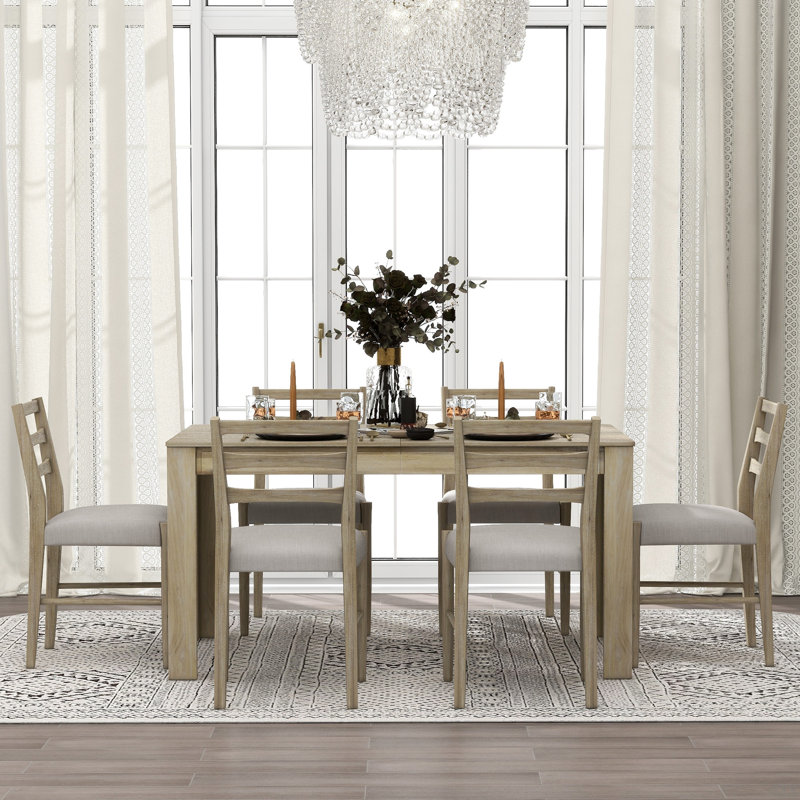 Ensemble de table de salle à manger, Bois naturel délavé, Bois naturel délavé, Bois naturel délavé
