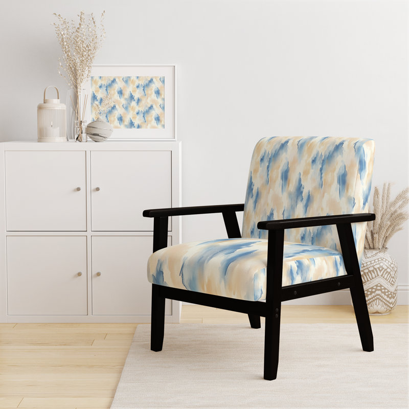 Chaise rembourrée Coastal, Accoudoirs carrés noirs