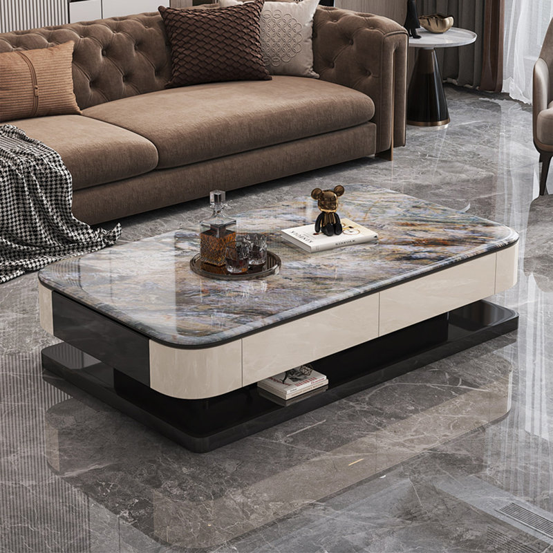 Table basse Light, Noir, jaune et gris, H 16,5 po x L 59,1 po x l 31,5 po