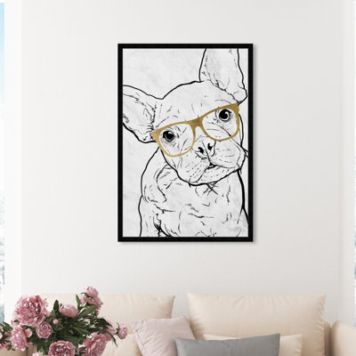 Reproduction d'art mural «Frenchie with Gold Glasses» par Oliver Gal