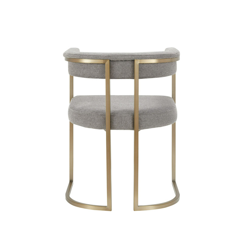 Byron - Modern Grey Fabric + Antique Brass Dining Chair