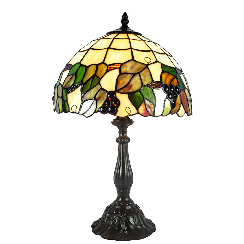Alcira Jewel 19" Bronze Stained Glass Table Lamp