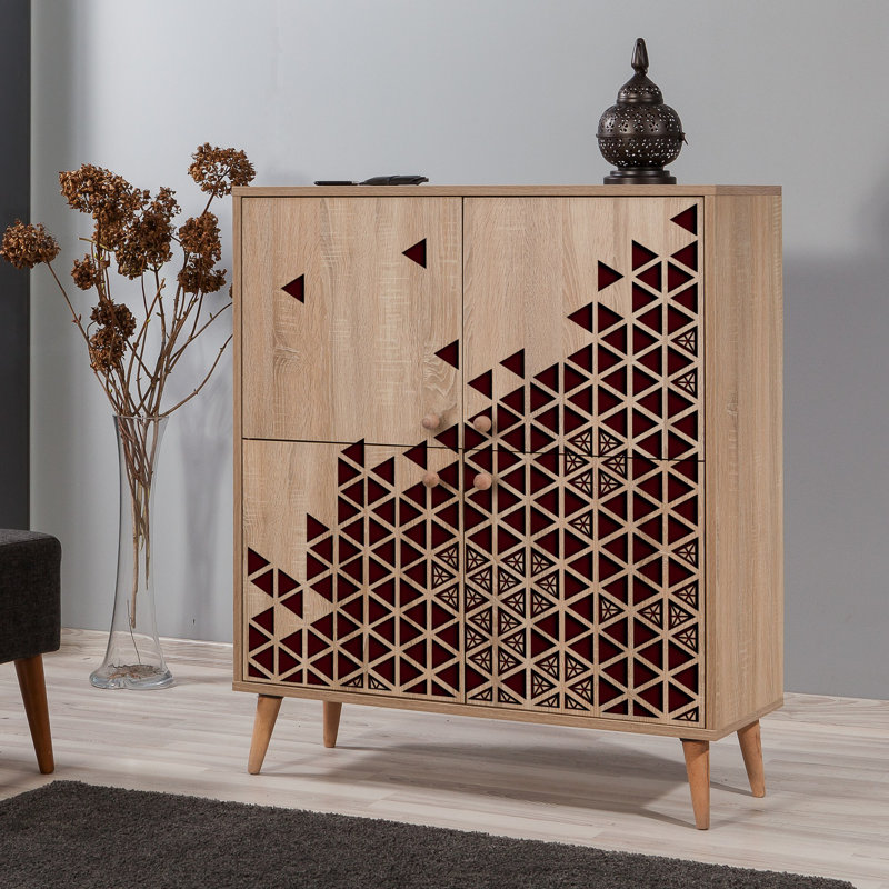 Bretz Modern Multi-Purpose Cabinet, Sonoma Oak Finish, 37.4 x 43.7 x 14.2 inches | 100% Melamine Coated Particle Board, 0.71 inches Thick | UV Coating, Hornbeam Legs, Metal & Rope Handles, Wall-Mountable, Stylish Storage Solution
