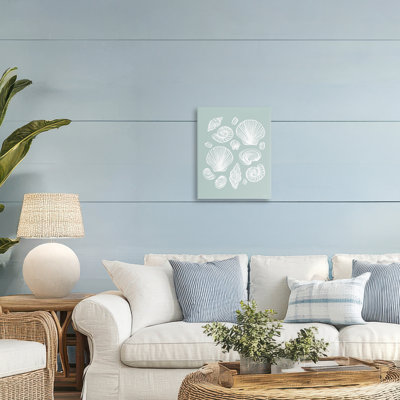 Tossed Sea Shells Sea Foam Canvas, design by House Fenway