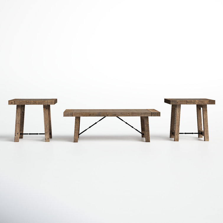 Acker 3 - Piece Solid Wood Living Room Table Set