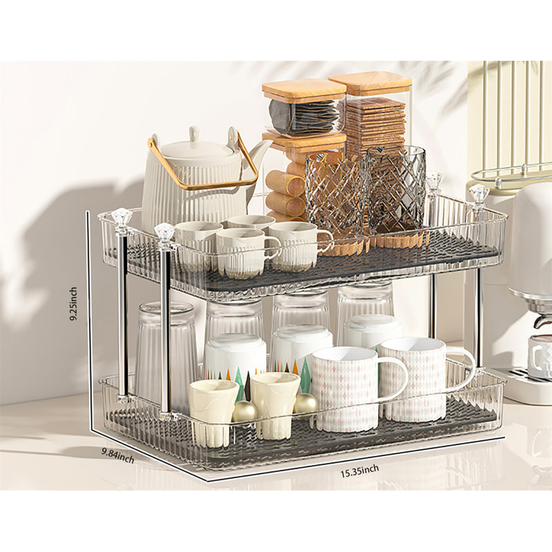 Coursey Cabinet Shelving Rack, White, 9.25" H x 15.35" W x 9.84" D