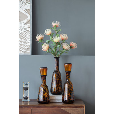 Ensemble de 3 bouteilles décoratives en verre brun / noir Ardrey