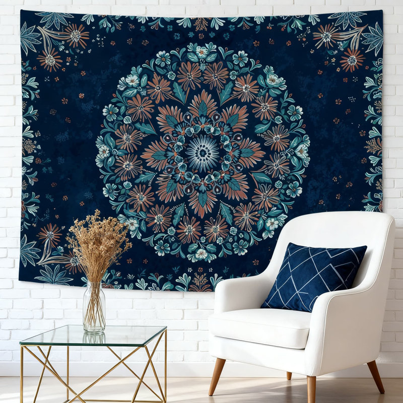 Tapisserie florale Mandala, H 36 po x l 48 po 