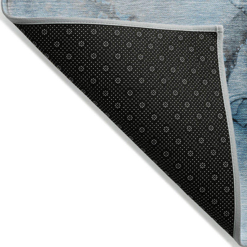 Tapis extérieur lavable antidérapant 2 pi x 3 pi bleu et ivoire