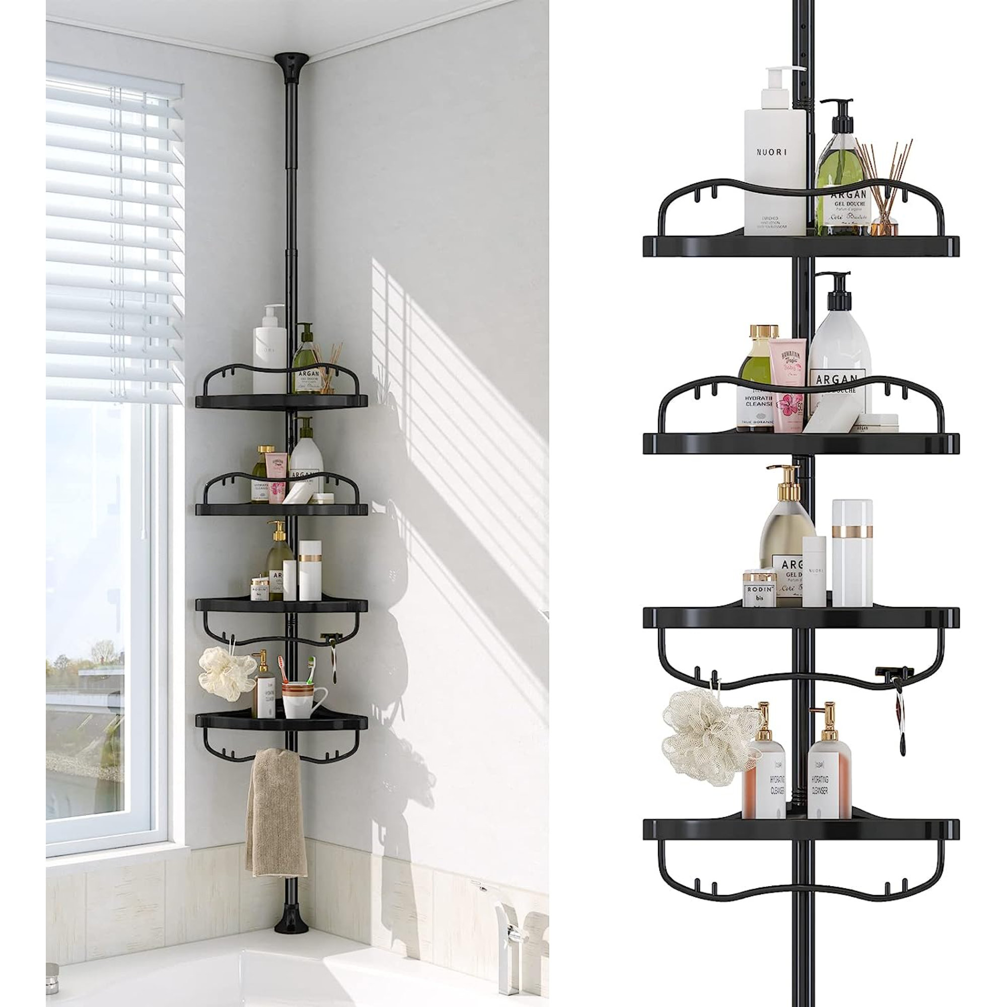 Rebrilliant Corner Shower Caddy Tension Pole - Shower Organizer Tension ...
