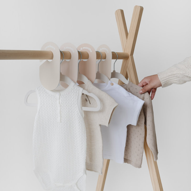 Cream and Neutral Baby Velvet Hangers with Closet Dividers Set