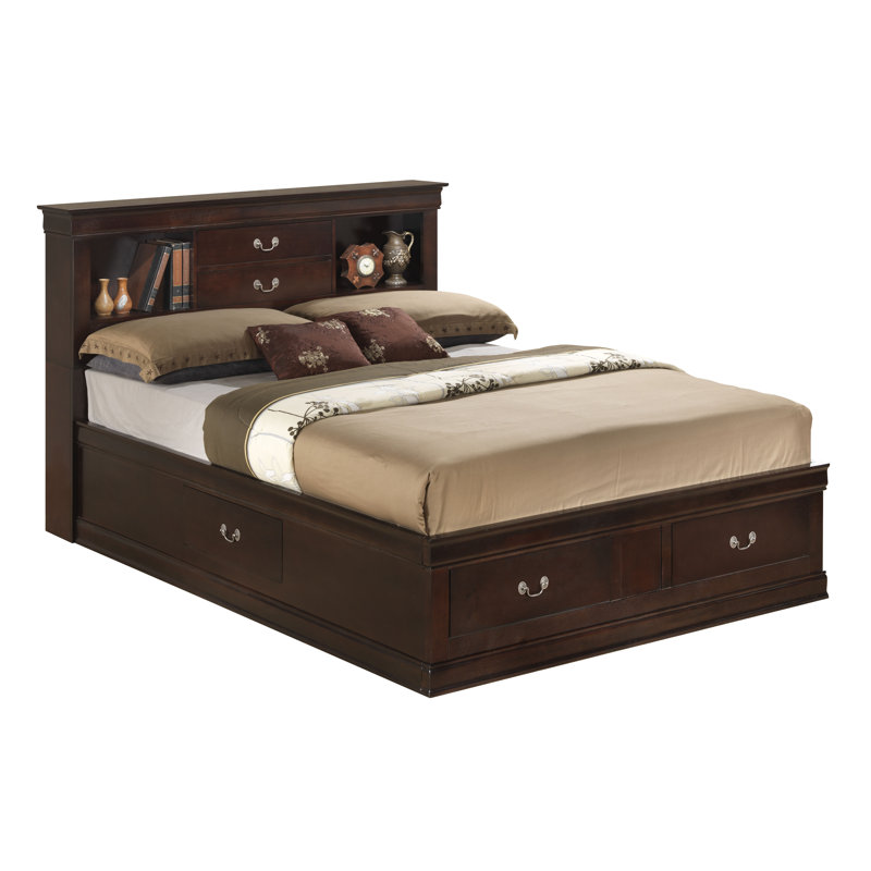 Citronelle Bookcase Storage Bed, Queen, Cappuccino