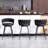 24" Counter Height Bar Stools Set of 6 - 360° Swivel with Suede Fabric & Modern Woven Design, Backrest & Footrest for Kitchen Cafe Pub-1041474364