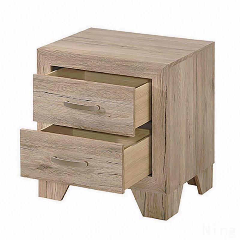 Table de chevet 2 tiroirs, naturel