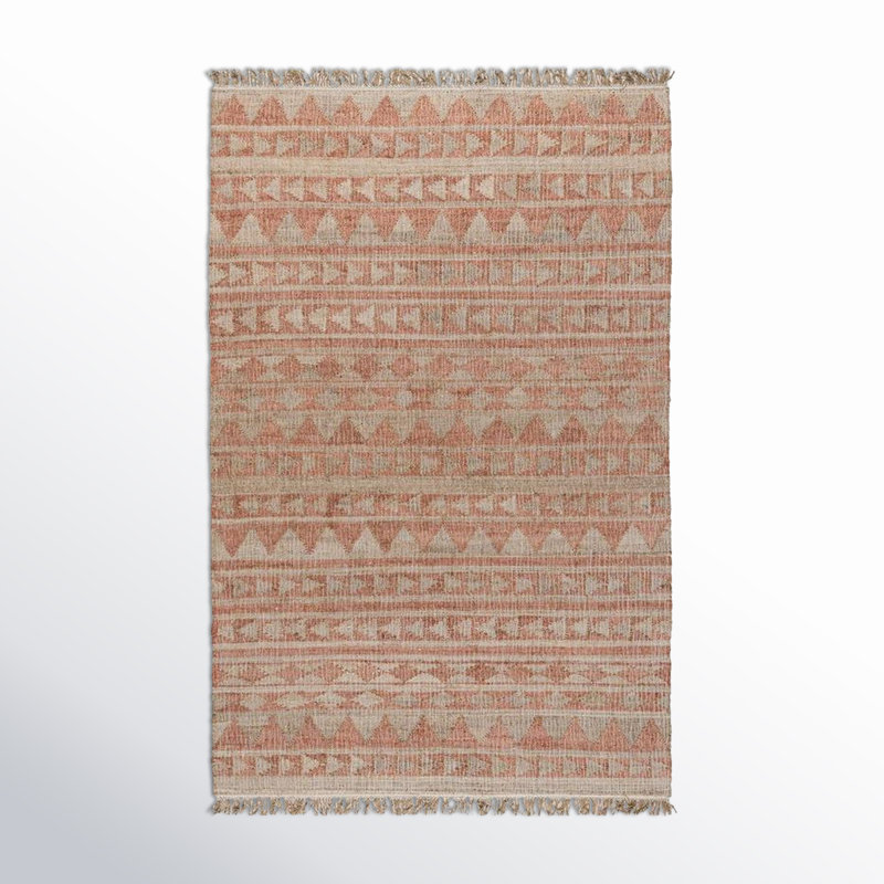 Walter Geometric Handwoven Terracotta/Natural Area Rug, Rectangle 8' x 10'