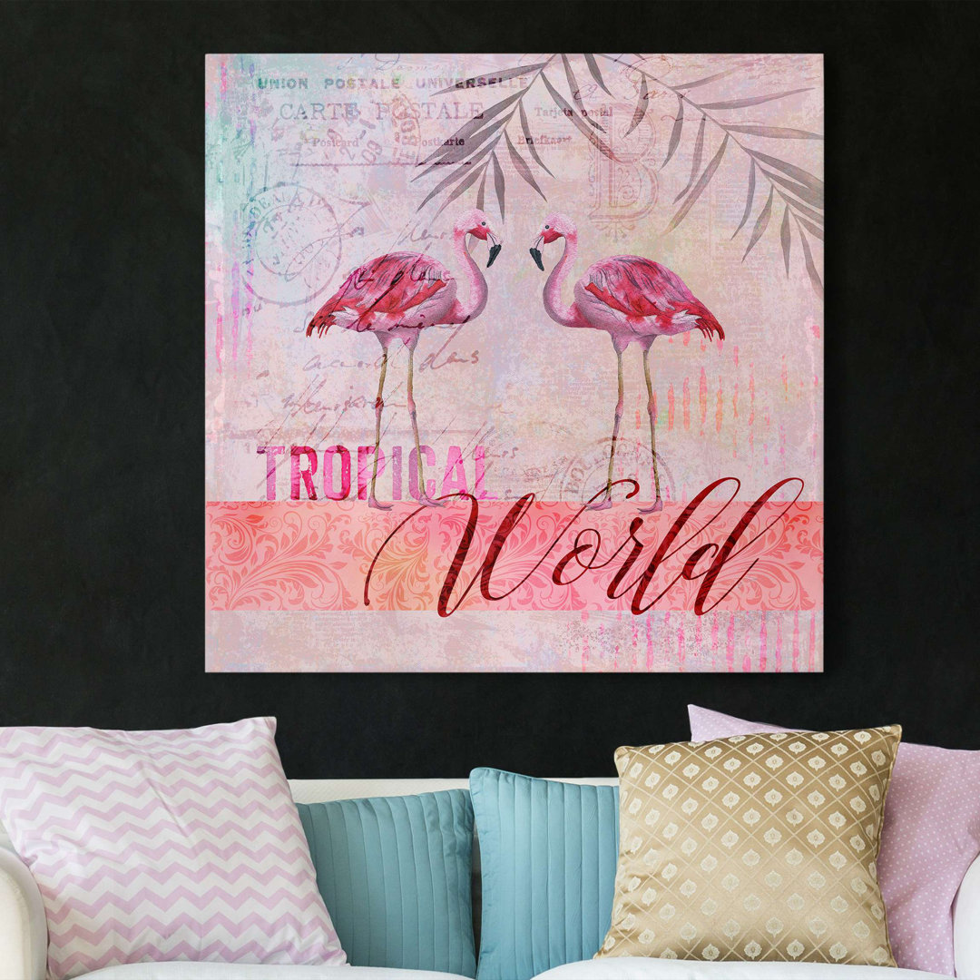 Leinwandbild Tropische Welt Flamingos