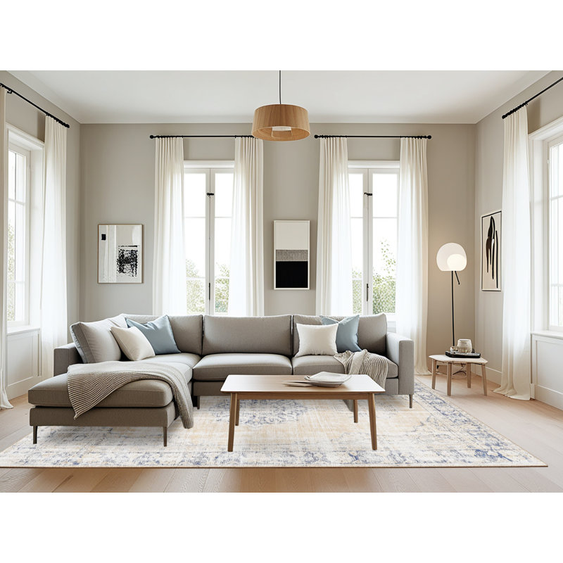 Tapis beige/gris traditionnel, Rectangle 8 pi x 12 pi