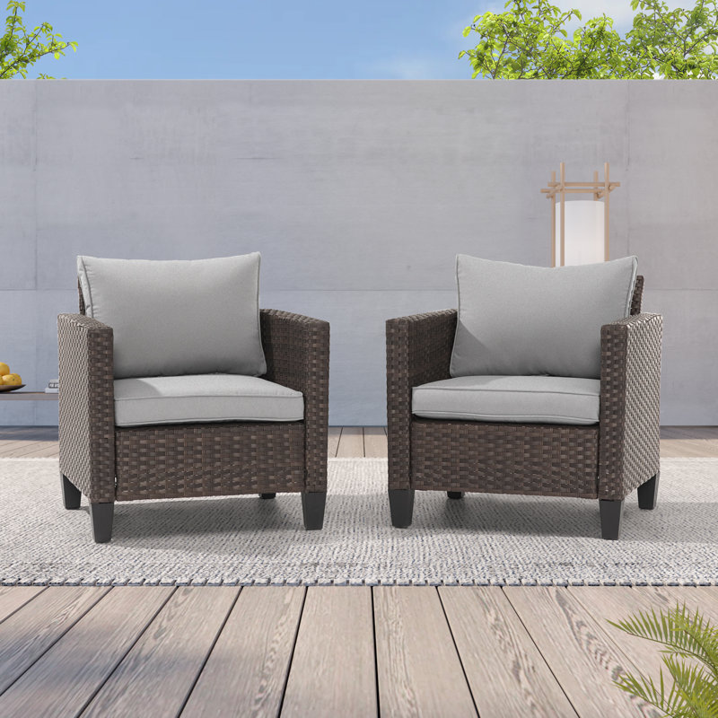 Norrington Patio Chair with Cushions(Set of 2), Linen Gray