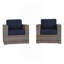 Fauteuil club en osier Sunbrella Gris