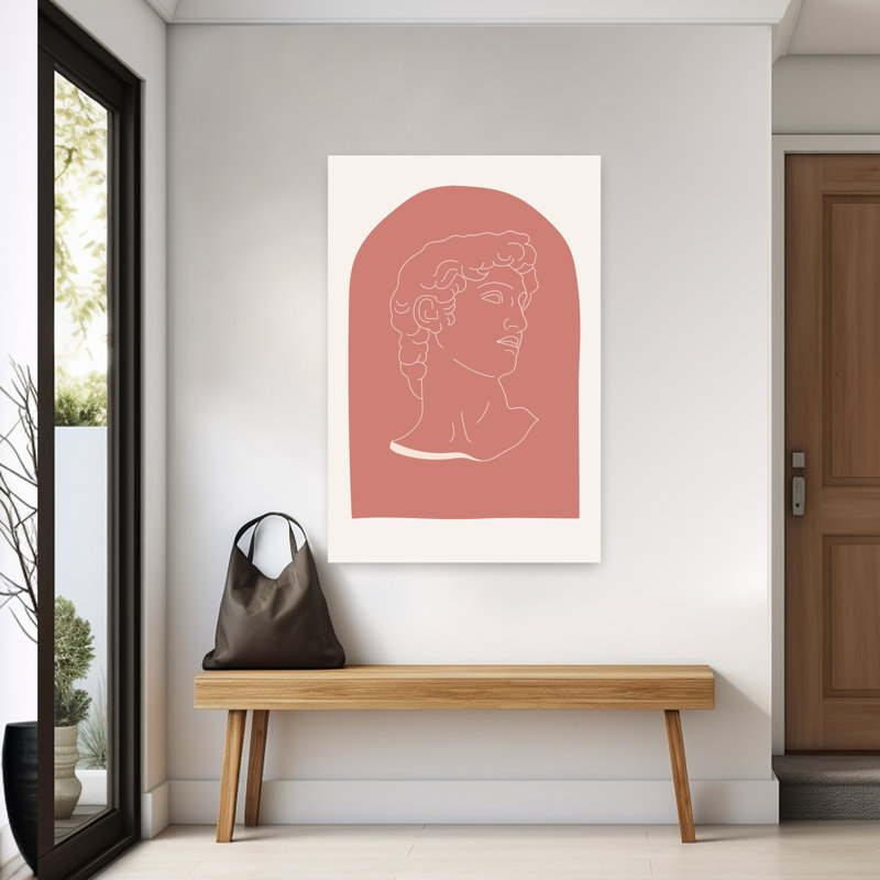 Affiche murale représentant un buste de David, une architecture abstraite classique et minimaliste., H 60 po x l 40 po